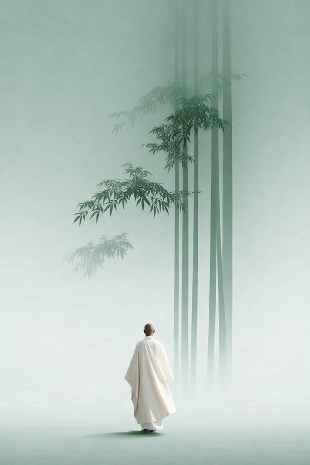 Монах идёт к бамбуковой роще